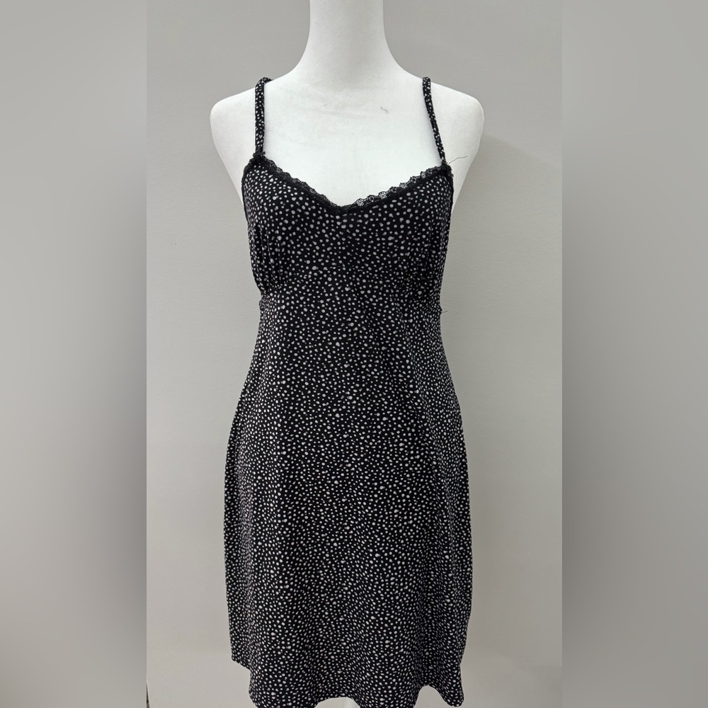 Elegant Black and White Polka Dot Nightgown